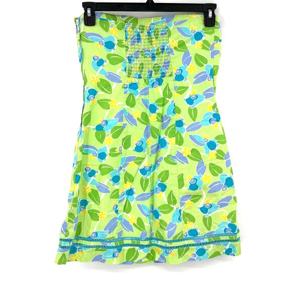 Lilly Pulitzer Sz 8 Strapless Dress Toucan Print 100% Cotton White Label Vintage - Picture 2 of 5